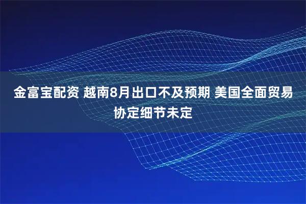 金富宝配资 越南8月出口不及预期 美国全面贸易协定细节未定