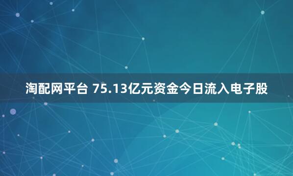 淘配网平台 75.13亿元资金今日流入电子股