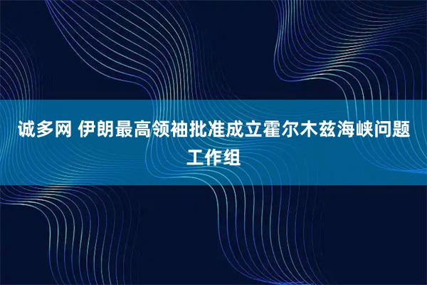 诚多网 伊朗最高领袖批准成立霍尔木兹海峡问题工作组